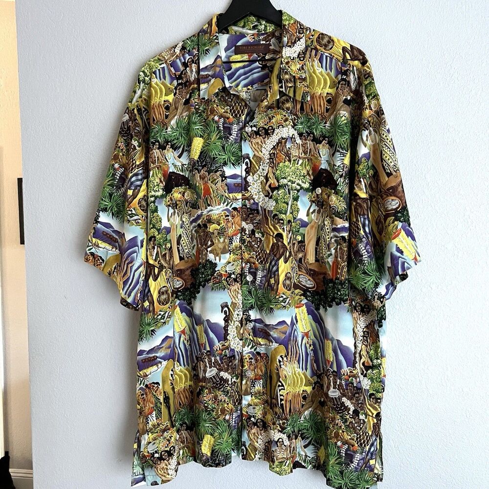 TORI RICHARD FESTIVALOHA Eugene Savage Mural Aloha Hawaiian Shirt Men's 3XL